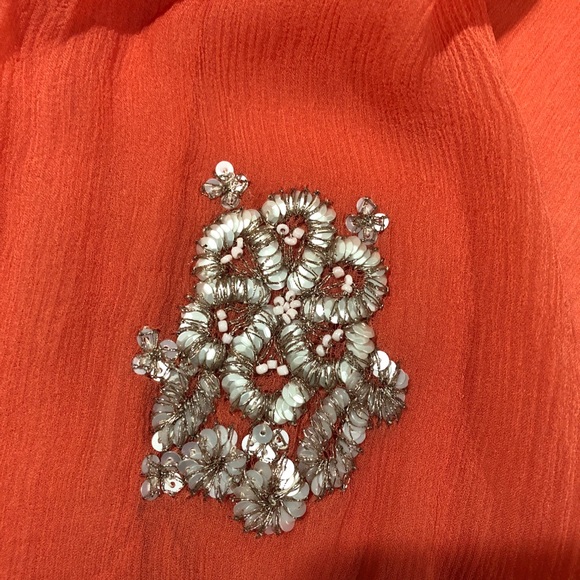 NWT Coral SILK Chiffon Blouse and SILK Satin matching camisole set - Picture 9 of 14